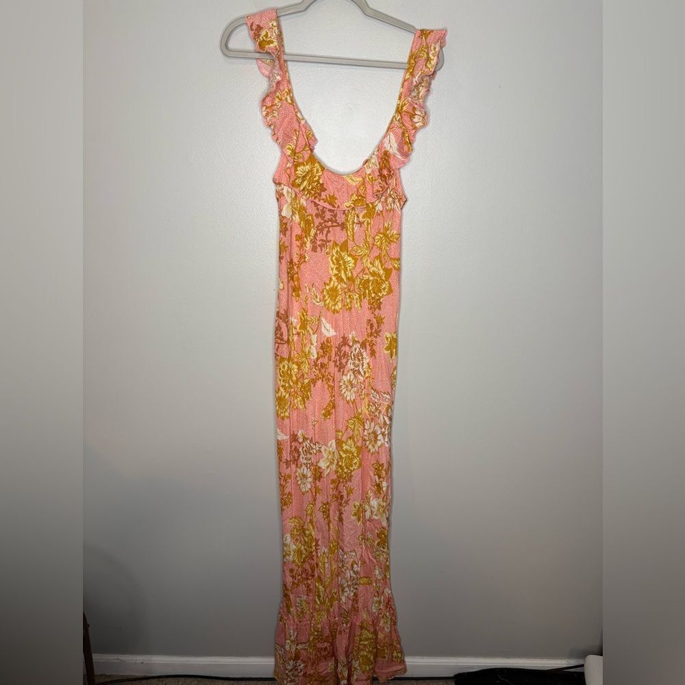 Free People Remind Me Maxi Slip Dress in Coral Combo - Picture 3 of 4